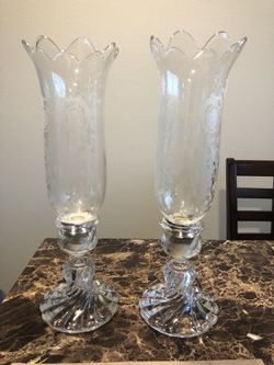 Antique Baccarat crystal hurricane lamps