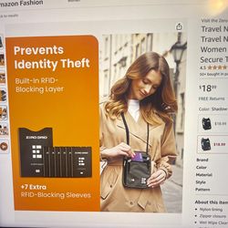Zero Grid Travel Neck Wallet RFID Blocking