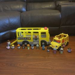Fisher-Price Little People Toddler Learning Toy, Big Yellow Bus Musical Pull-Along Vehicle for Pretend Play Kids W / 14 little people included