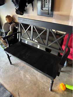 Distressed wood bench