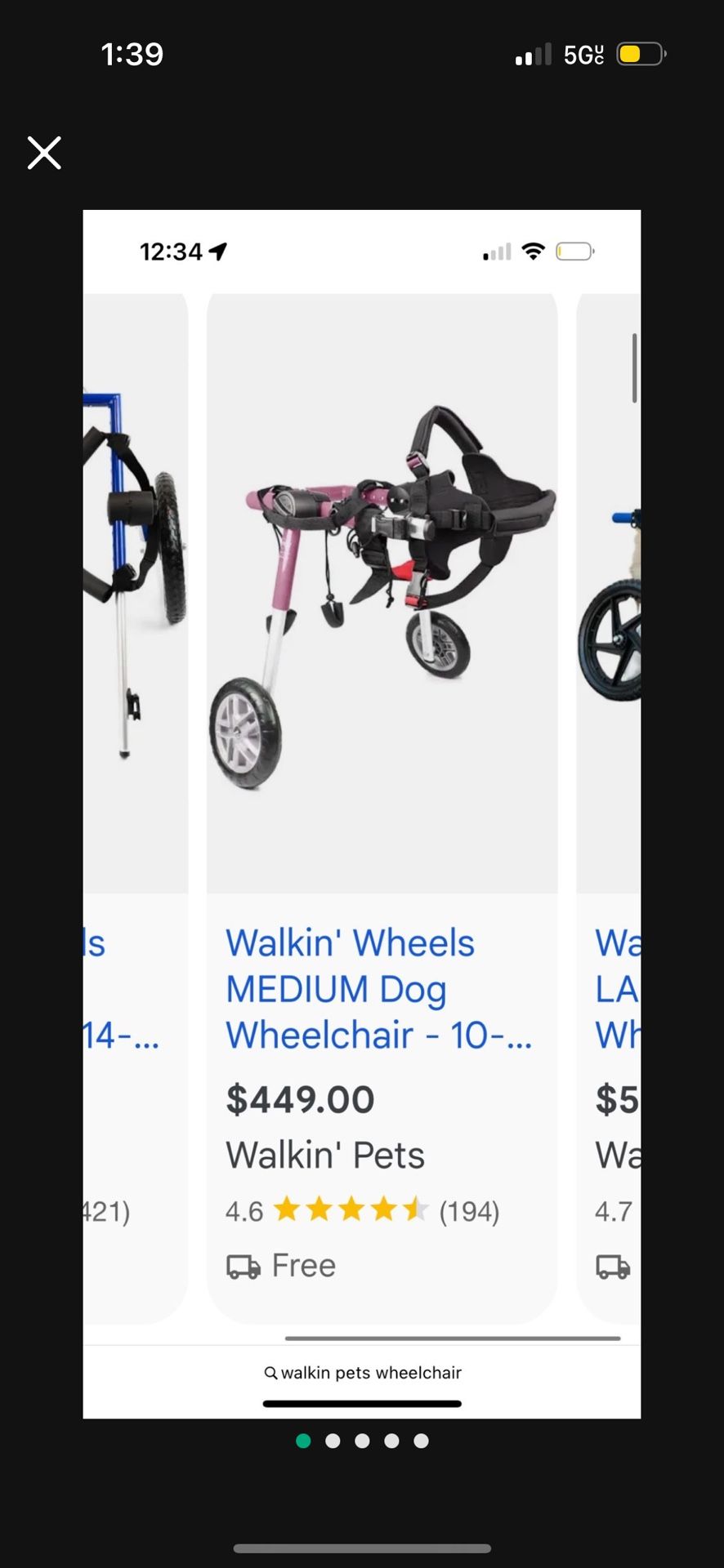 LOW PRICE MOVING- $450 + TAX WALK-IN PETS PINK DOG WHEEL CHAIR