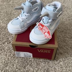 NIB NWT Vans toddler girl Baby blue Unicorn velcro SK8-HI shoes Size 5