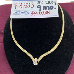 14K Herringbone Necklace Length 16: 28.8 grams