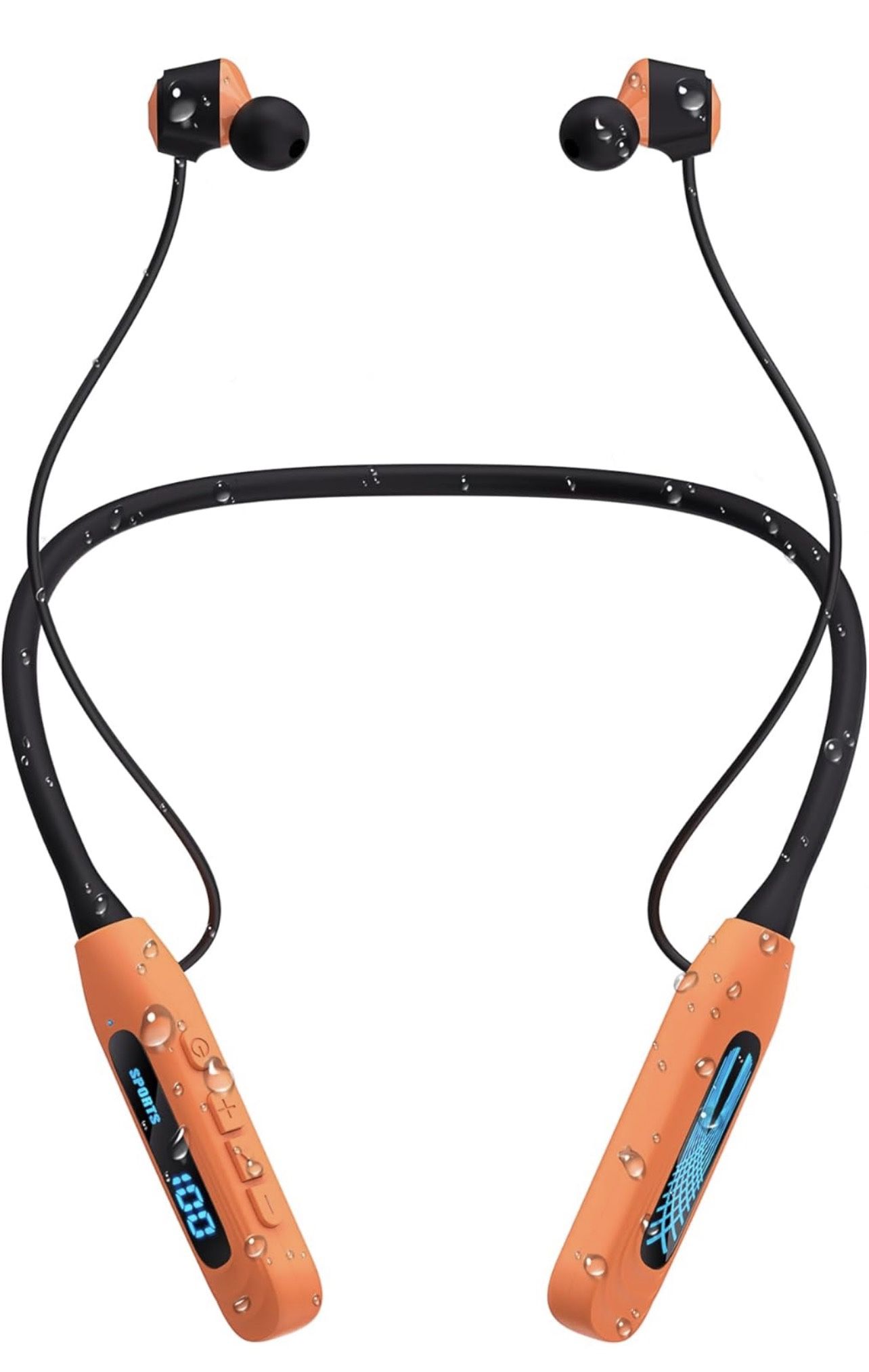 Neckband Bluetooth Headphones, Wireless Sport Earphones with 80-Hour Battery and LED Display, Bluetooth 5.4 Magnetic Earbuds, Comfort Fit for Running,