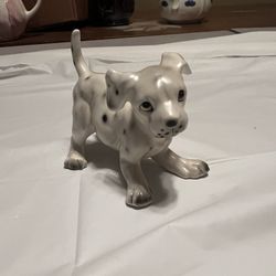 Vintage Playful Ceramic Dalmatian Puppy Staute