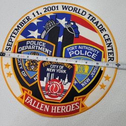 NEW YORK & NEW JERSEY FALLEN HEROES POLICE FIRE 9-11 WORLD TRADE CENTER LARGE  PATCH