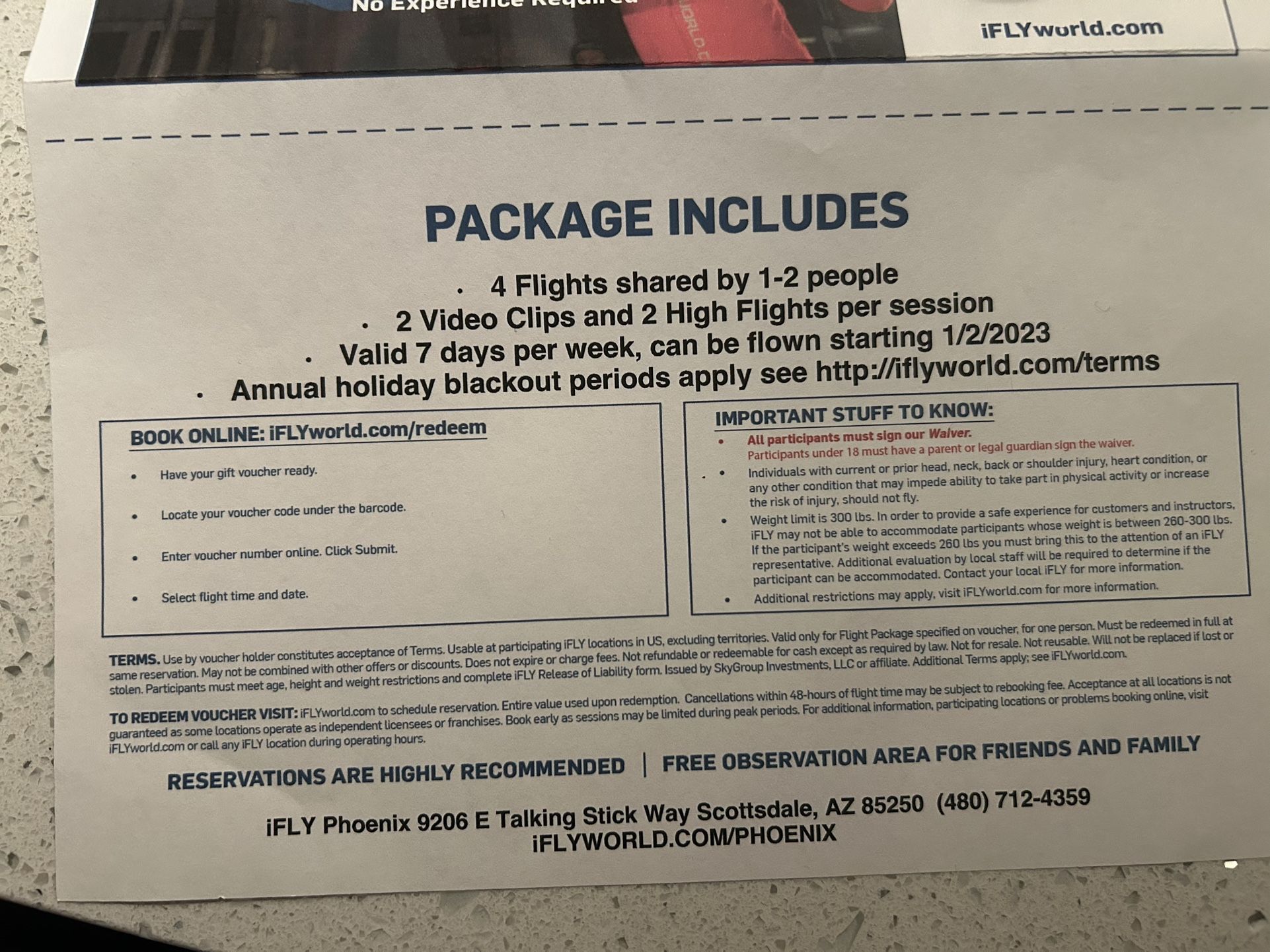 iFly Gift voucher