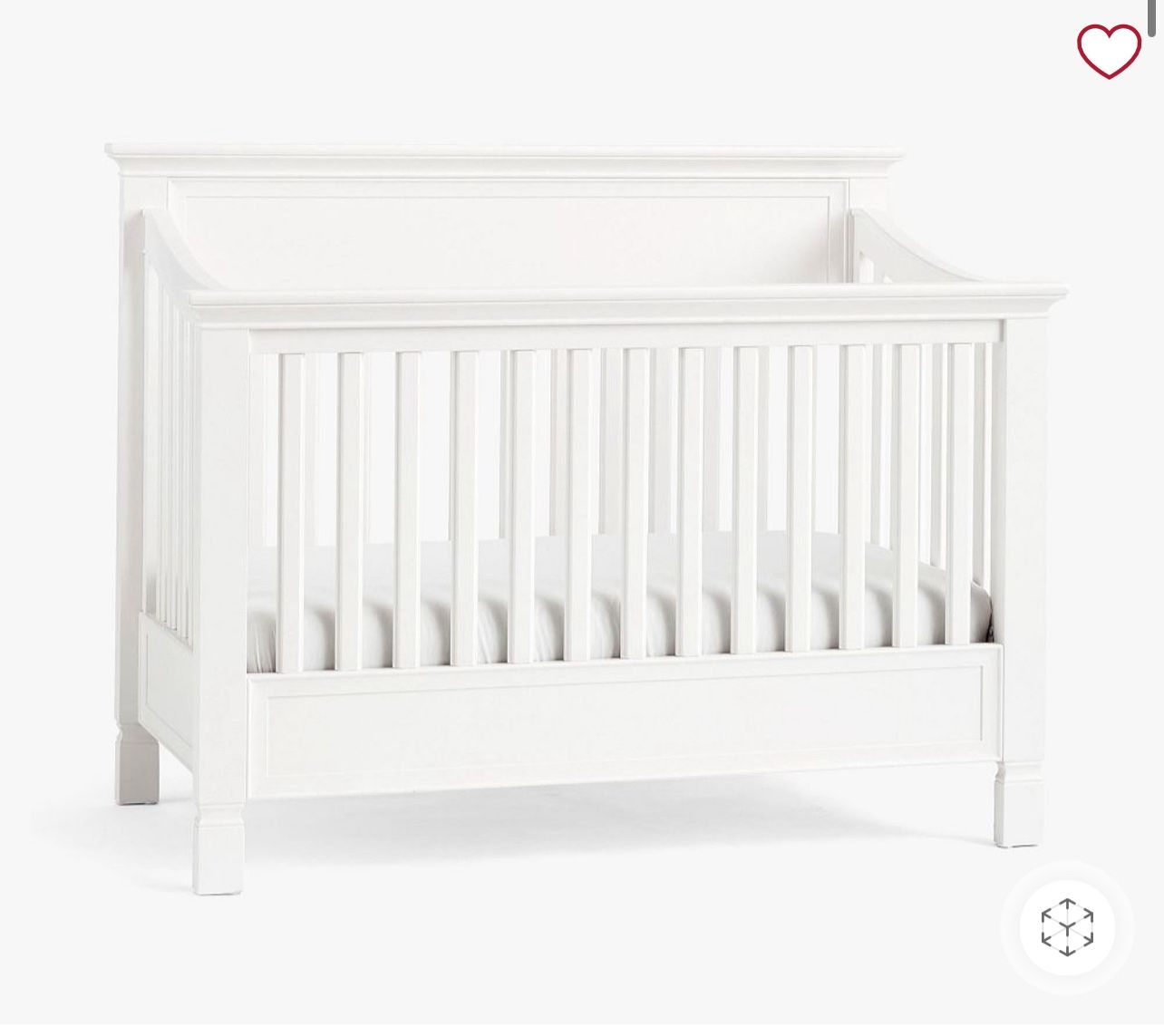 Crib, Converter & Mattress Deal - PB Larkin Crib w. Adapter & Newton Mattress,