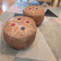 Leather Ottoman Pouf