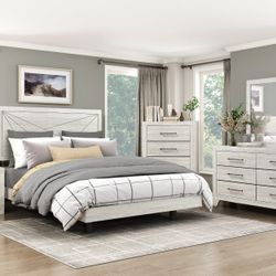 4 PC BEDROOM SET NEW IN BOX (MATTRESS AND CHEST SOLD SEPARATELY)
