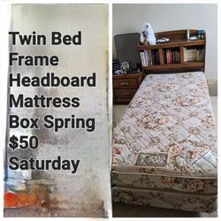 Twin Bed Set with Headboard and Box Spring