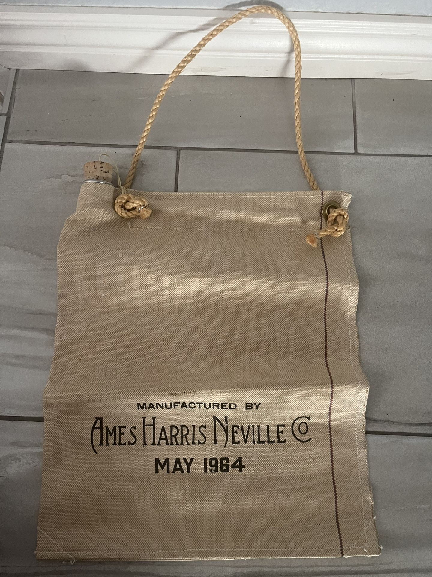 Vintage May 1964 Ames Harris Neville Co Canvas Water Bag