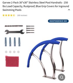 Garvee 2-Pack 30"x30" Stainless Steel Pool Handrails - 250 lbs Load Capacity