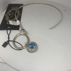 G. Novak 925 Silver Chocker Blue Topaz