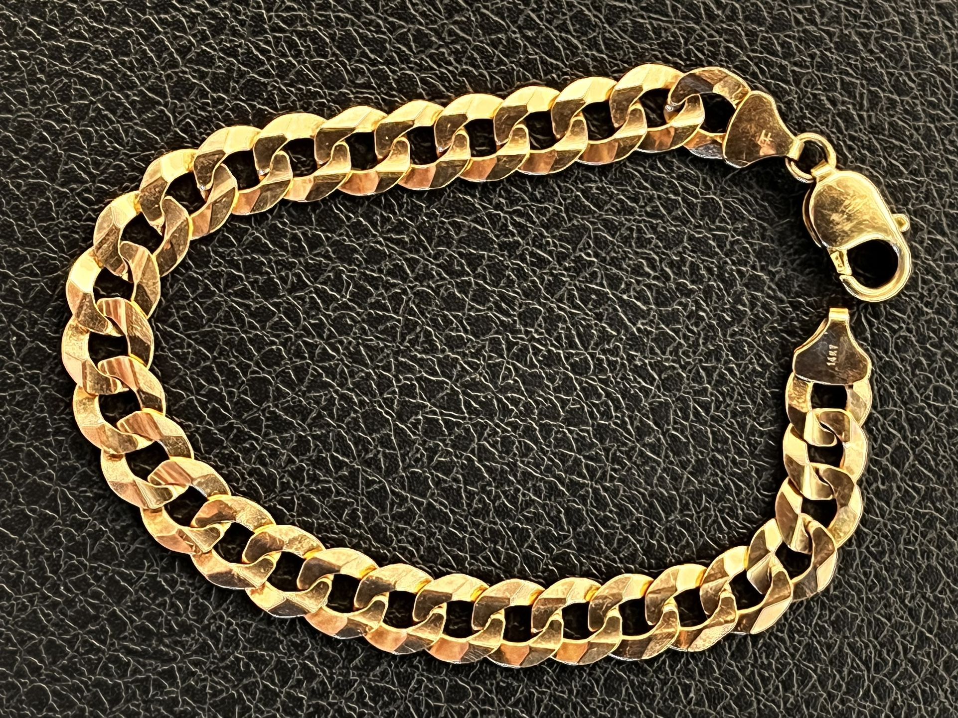 Men's 14K Solid Gold Curb Link Bracelet 585 10MM Link