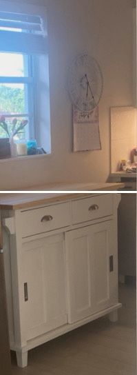 Cream Island PANTRY with hinged BARTOP 