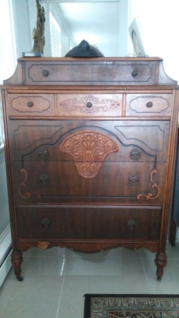 Pair Of Antique Dressers Circa 1950 Beautiful With Caster Wheels
