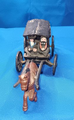 Antique Cast Iron Amish Horse And Buggy 2 piece