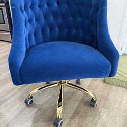 Blue Velvet Roller Chair 