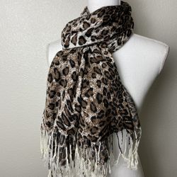 NWOT  Scarf  Wrap Animal Print Fringe