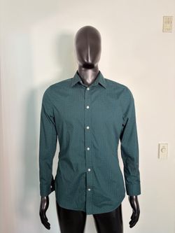 H&M Long Sleeve Button Up Polka Dot Dress Shirt (Green / Men’s Medium)
