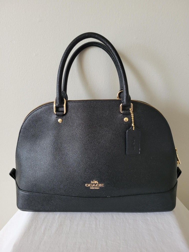 Coach Large Black Leather Sierra Satchel Crossbody Bag 