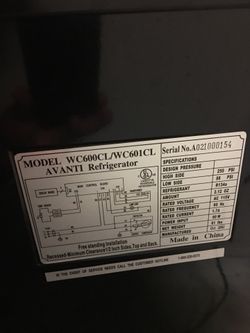 Wine Fridge For 56 Bottles Avanti Wc600cl Wc601cl For Sale In Frisco Tx Offerup