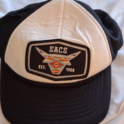 SACS Trucker Hat Bull Logo Snapback Mesh Cap Western Style