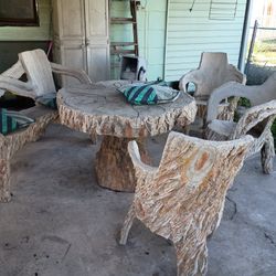 Concrete Furniture, with 3 Chairs And A Bench Seat 