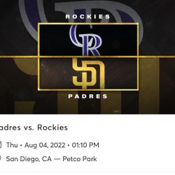 4 Padres Tickets For Thursday August 4th At 1:10pm At Petco Stadium !