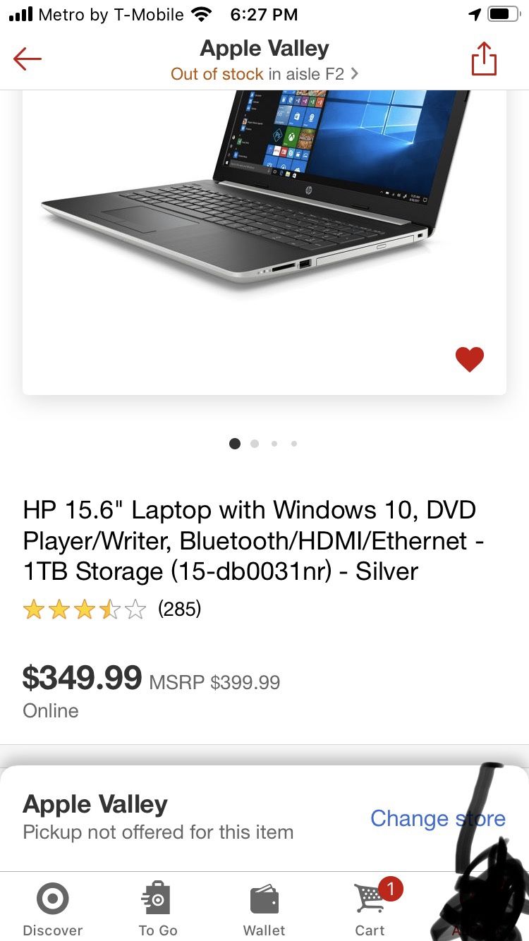 HP 15.6” laptop with windows10