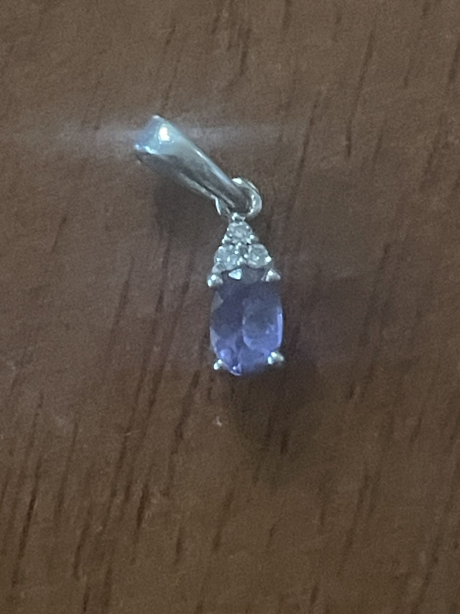 D'joy Tanzanite Three Diamond Accent Sterling Silver Pendant