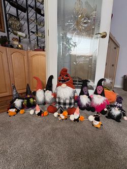 Halloween Gnome Decorations 8 Dolls and 5 Gnome Doll Garland