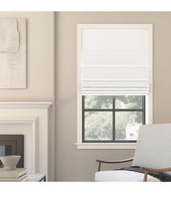 35" W x 64" H, Sun Zero Cordless Blackout Roman Shade, White