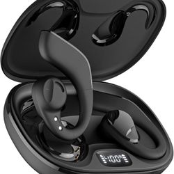 Open Ear Headphones Wireless Bluetooth 5.3, Open Ear Earbuds with Dual 16.2mm Dynamic Drivers 60 Hours Playtime Waterproof Sport Running Earbuds with 
