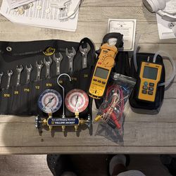 Uei multimeter, uei manometer, Yellowjacket manifold, Klein wrench set