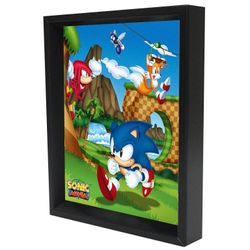 NEW Official Sega Product Black Framed Lenticular Picture Sonic the Hedgehog 3D 10-in Shadow Box Frame
