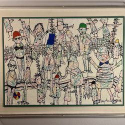 1988 Original Acrylic Painting by Mary Ann Jones Signed Framed in Plexiglass Box