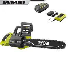 Roby 40V HP Brushless 16 in. Battery Chainsaw with 4.0 Ah Battery and Charger 