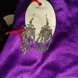 Pierced Earrings. Dangle With Stones.