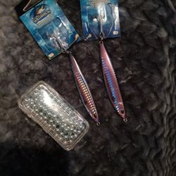 2 Williamson Gomame Jigs + metal Fishing Beads 