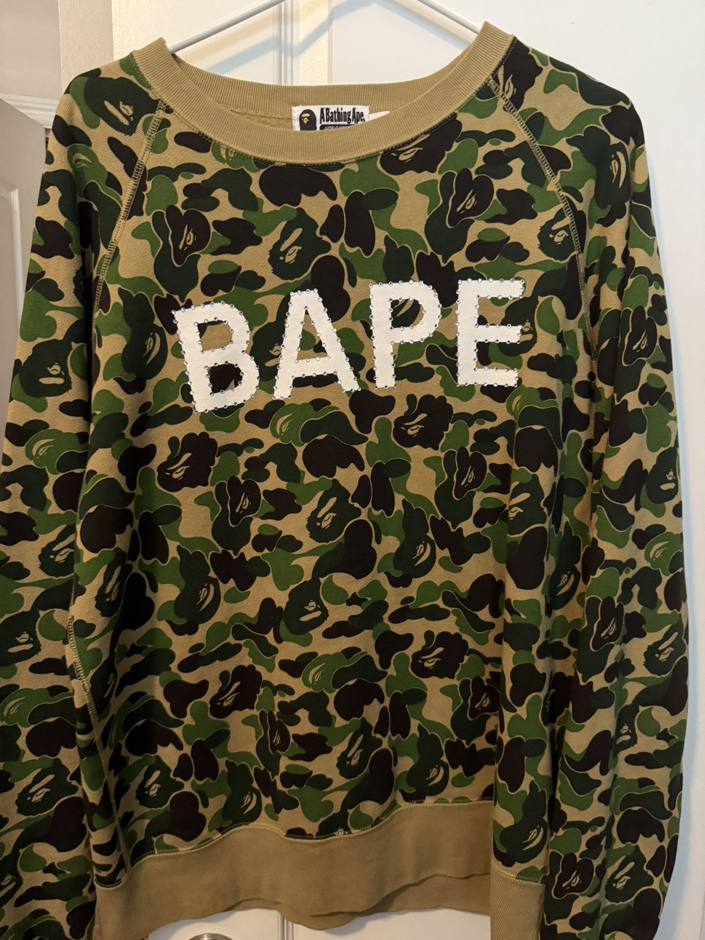 BAPE camo crystal stone crewneck sweatshirt