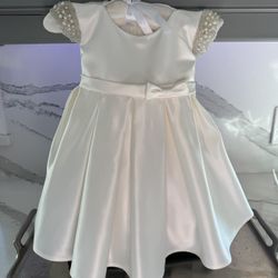 Flower Girl Dress With Pearl Sleeves