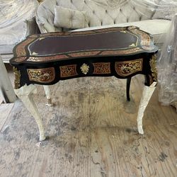 Boulle Inlaid writing table , French delicacy , With one large drawer , decorated with bronze    It’s truly a great masterpiece.  Made in Egypt .  We 
