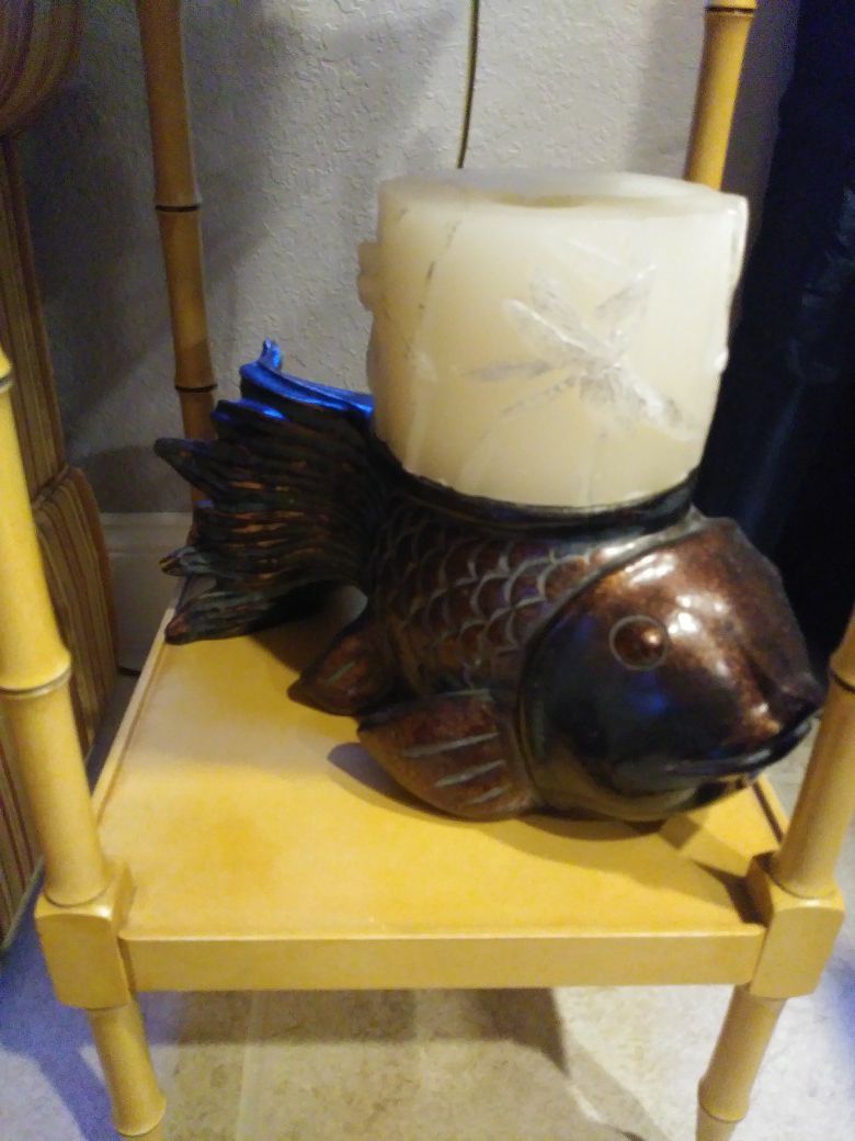 Unique large goldfish candle holder or fish-bowl holder.can be candy dish too(fill with Swedish fish)