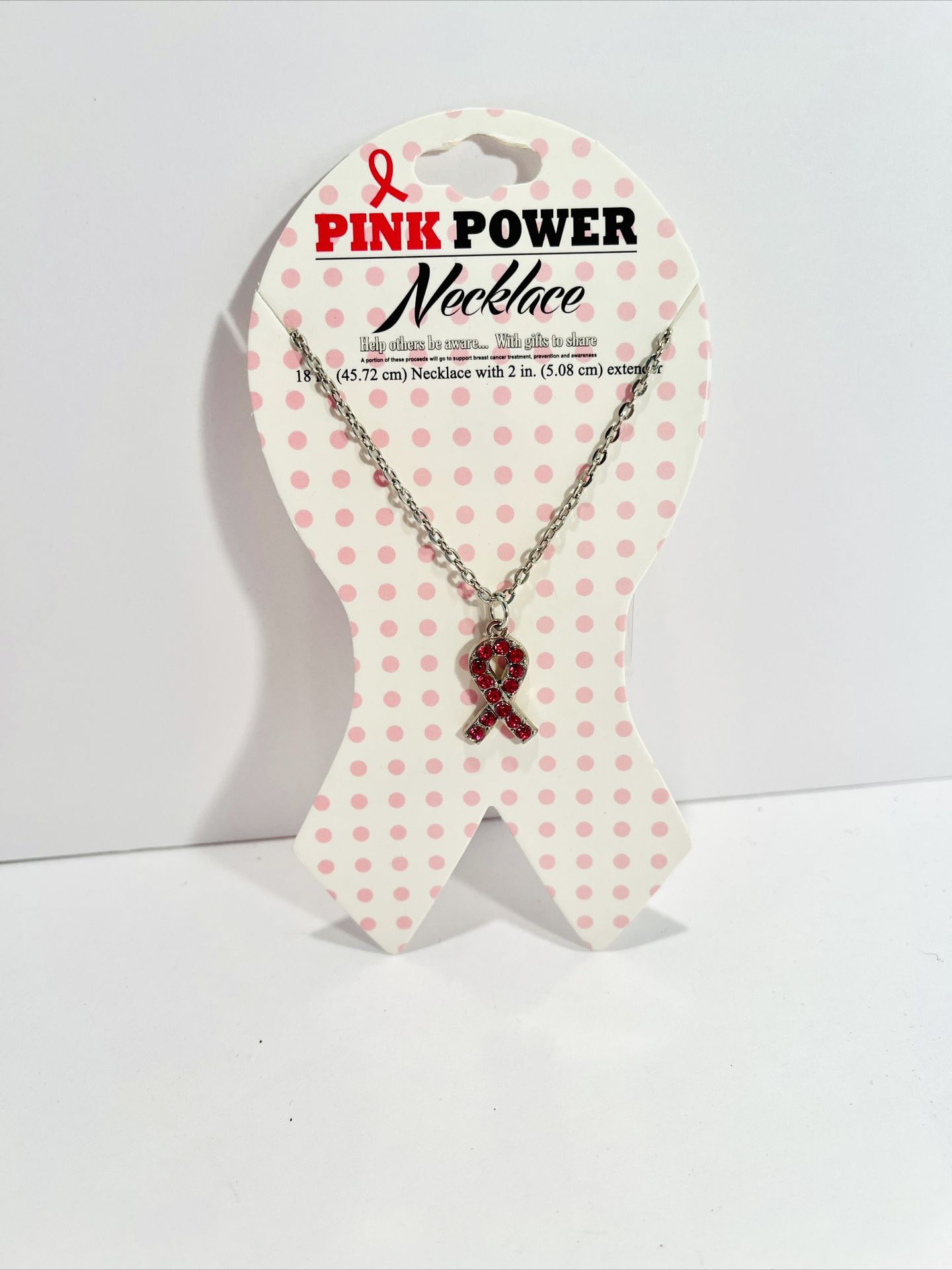 1 Breast Cancer Awareness Pink Ribbon Rhinestone Necklace Pendant Silver Chain
