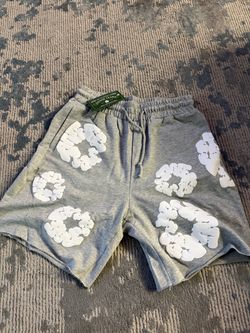 Gray denim tear shorts