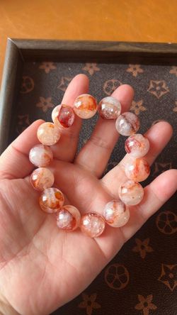 18mm Natural Red Flower Agate Crystal Bracelet