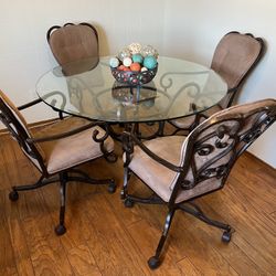 48” Glass Top Table With Four Chairs