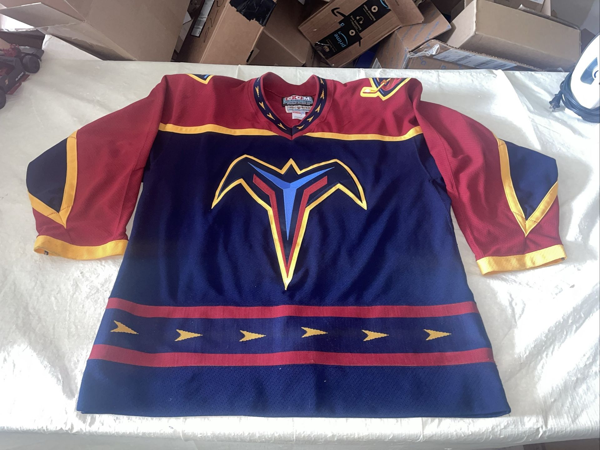 Authentic Atlanta Thrashers Ccm Jersey Blue Clean Mic Mens 48 Air Knit Vintage